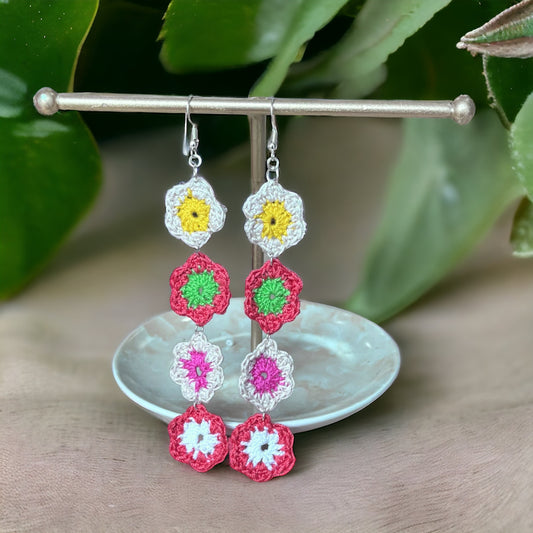Amani’s Collection Hanging Heliconia Crochet Earrings