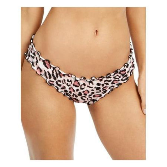 Sundazed Women S Pink Animal Print Stretch Lined Moderate Coverage Ruffled Mermaid Bikini Swimsuit Bottom