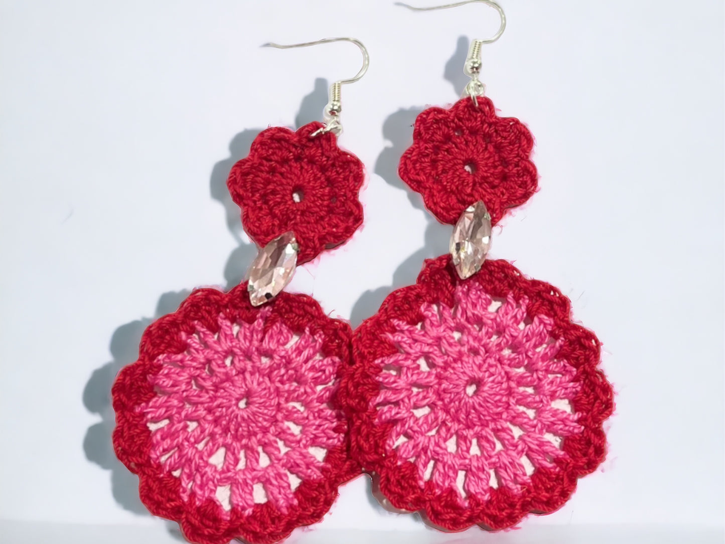 Amani’s Valentines Crochet Daisy Stone Earrings