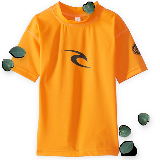 Rip Curl Kids" Orange Short Sleeve UV Rashguard UPF 50+