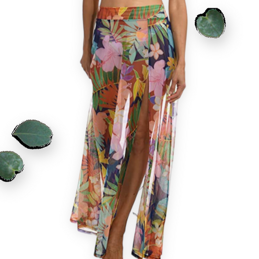 Citrus Women's Tropical Mesh Maxi  Skirt