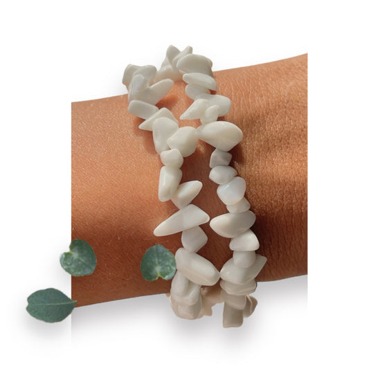 White Jade Chip Bracelet