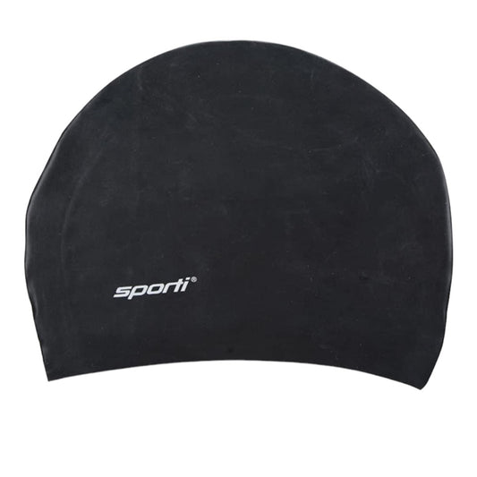 Sporti Long Hair Silicone Swim Cap Black