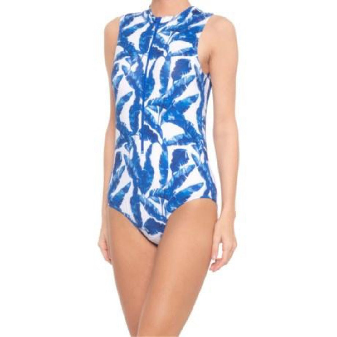 Cabana Life Printed One-Piece Swimsuit - UPF 50+, Zip Neck, Sleeveless (For Women)