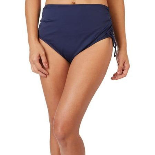 Maxime of Hollywood Womens Solid Adjustable Side Ruched Full Swim Briefs