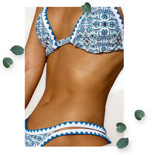 Women’s Blue Garden  Print Bikini Two Pieces