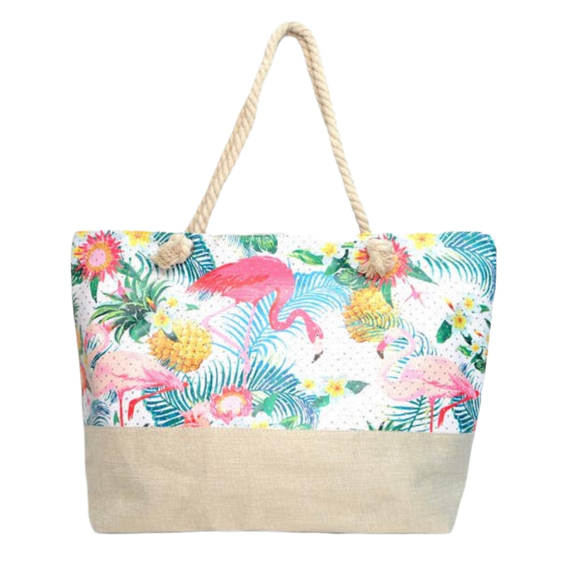 Garden Flamingo  Summer Beach Tote Bag