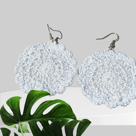 Amani’s Collection White Crochet Daisy Earrings