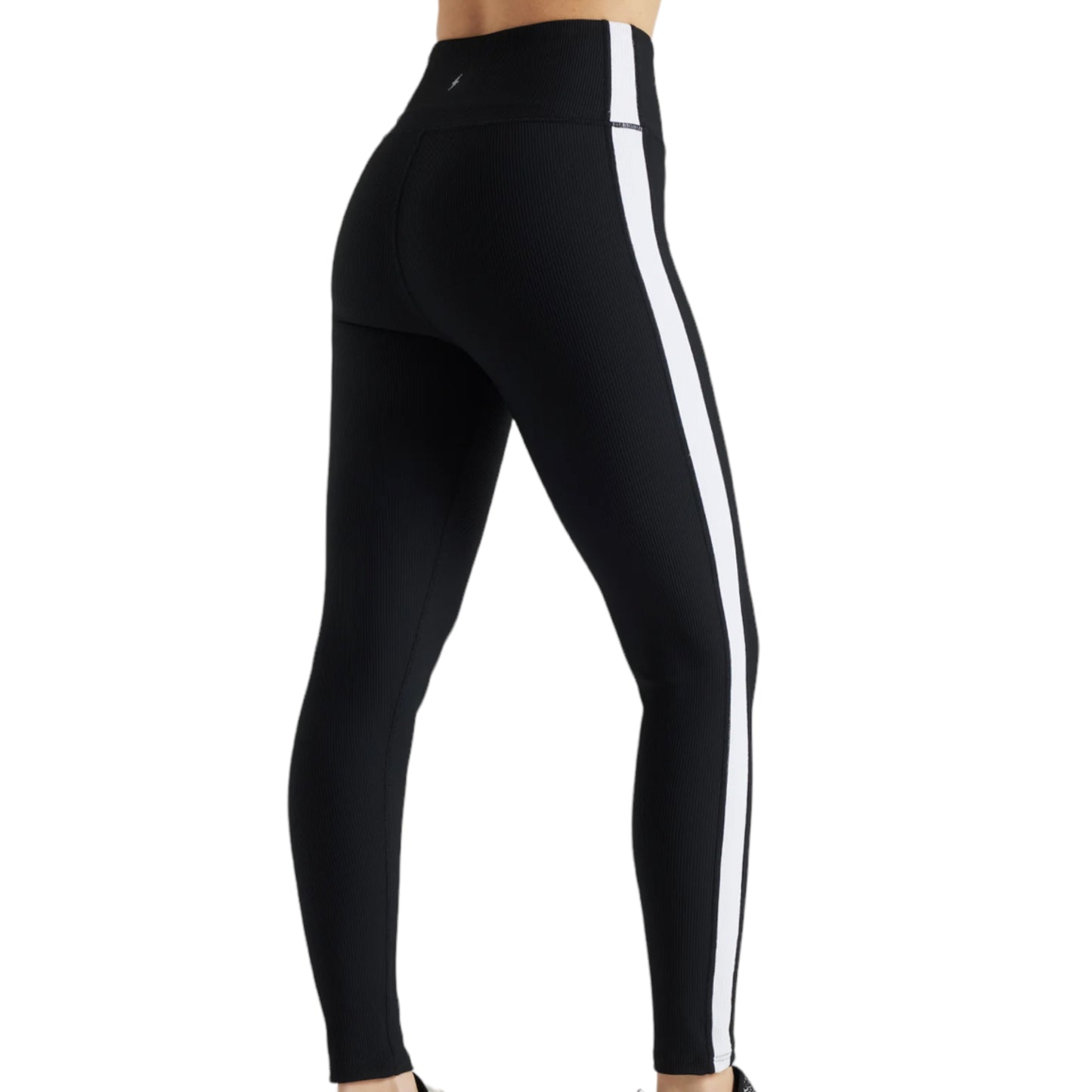 EY Black White Color Block Rib Leggings