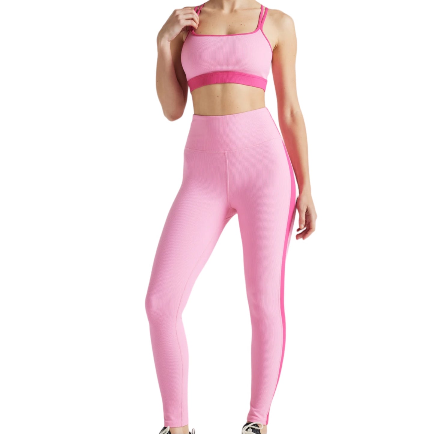 EY Pink Color Block Rib Legging