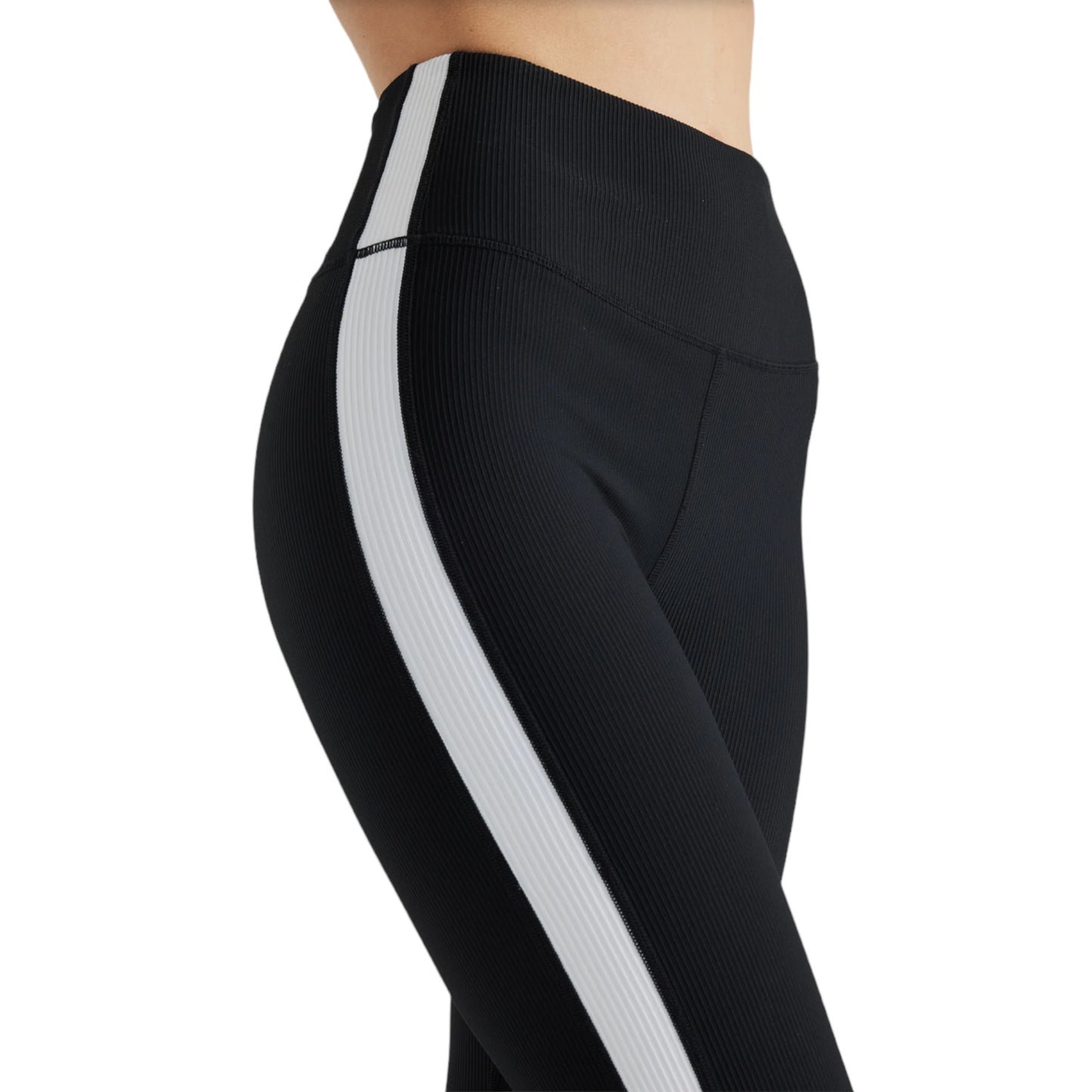 EY Black White Color Block Rib Leggings