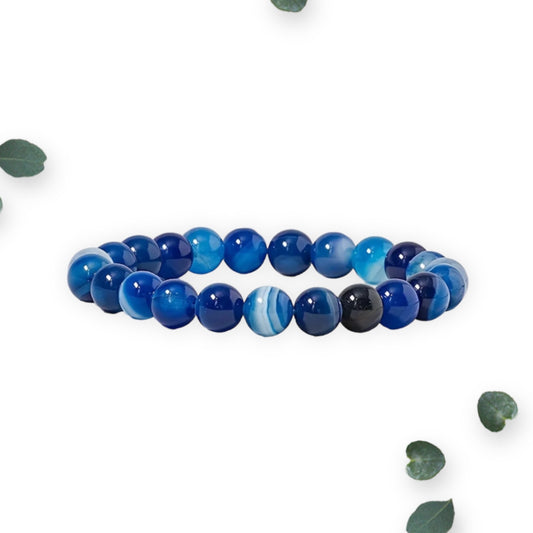 Blue Striped Agate Stone Bracelet