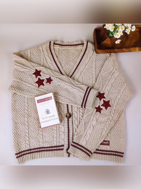 Star Button Down Cardigan