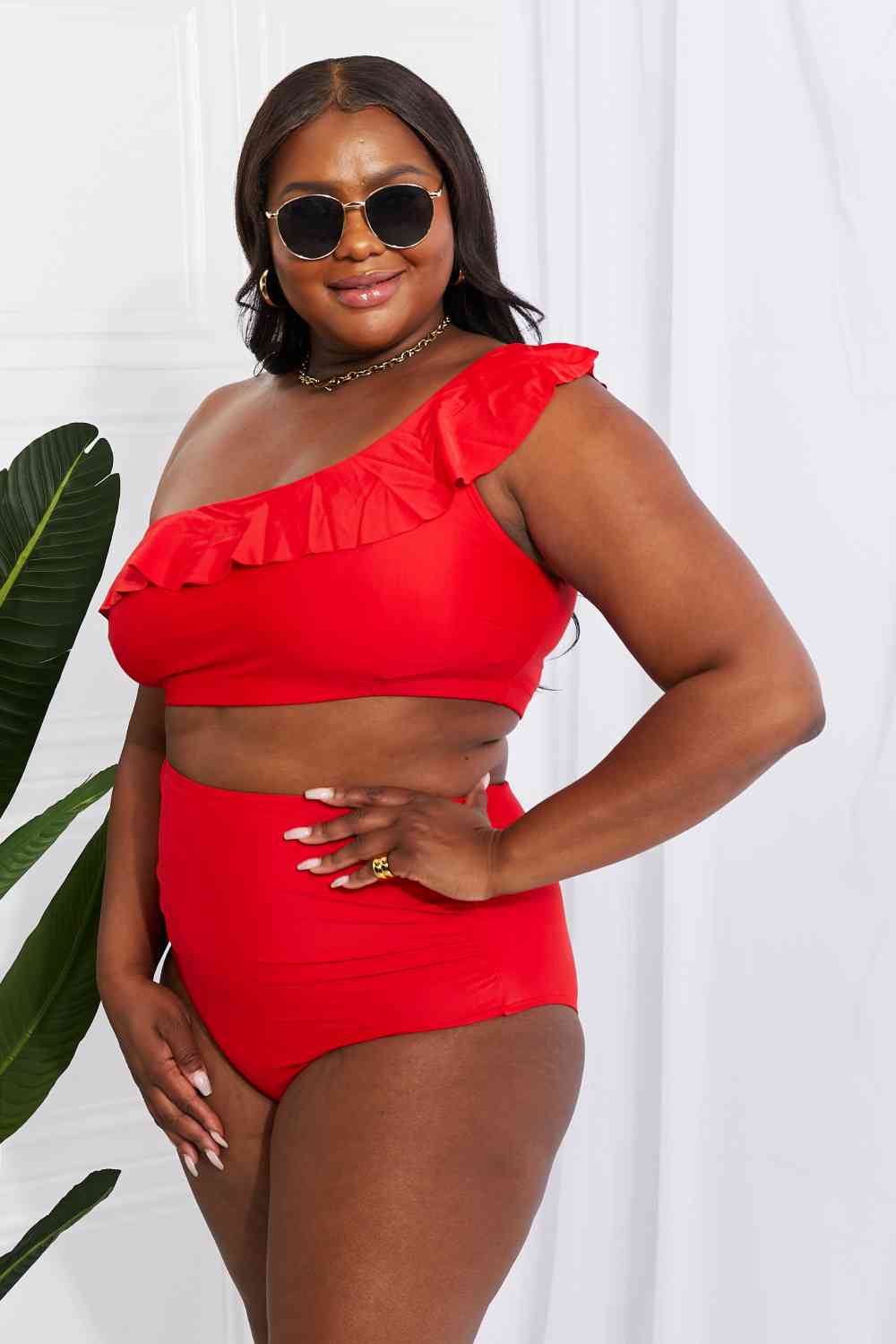 Plus Size Scoop Neck Tankini Set