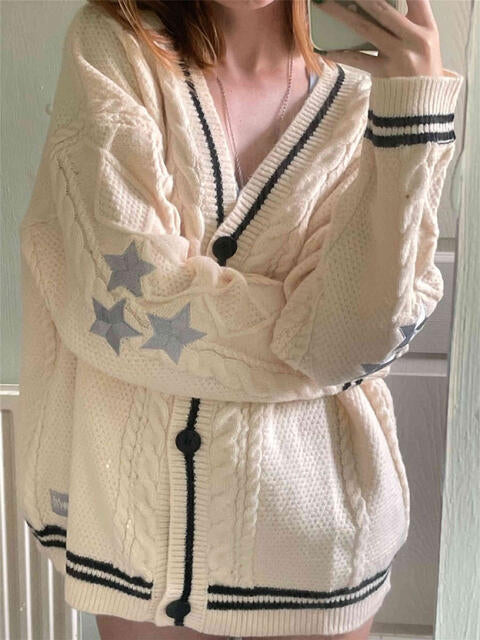 Star Button Down Cardigan