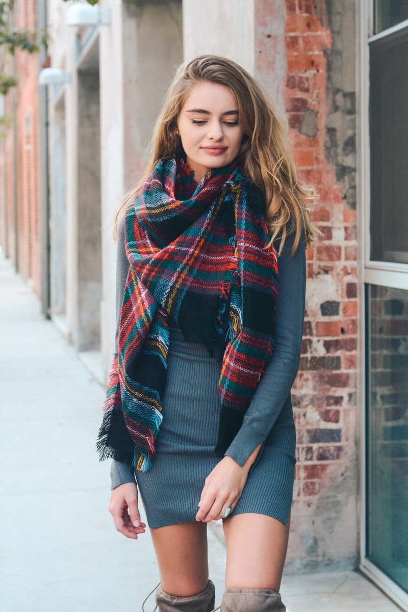 Classic Plaid Blanket Scarf