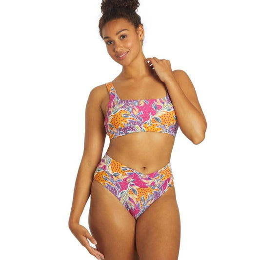 Sporti Active Floral Patchwork High Waisted Cheeky Swim Bottom Only