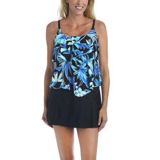 Maxine of Hollywood Women’s Bahama Palm Two Tiered Tankini Top