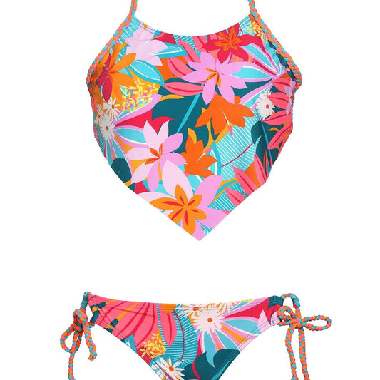 Hobie Girls ' Tankini Top and Side Tie Hipster Bottom Swimsuit Set