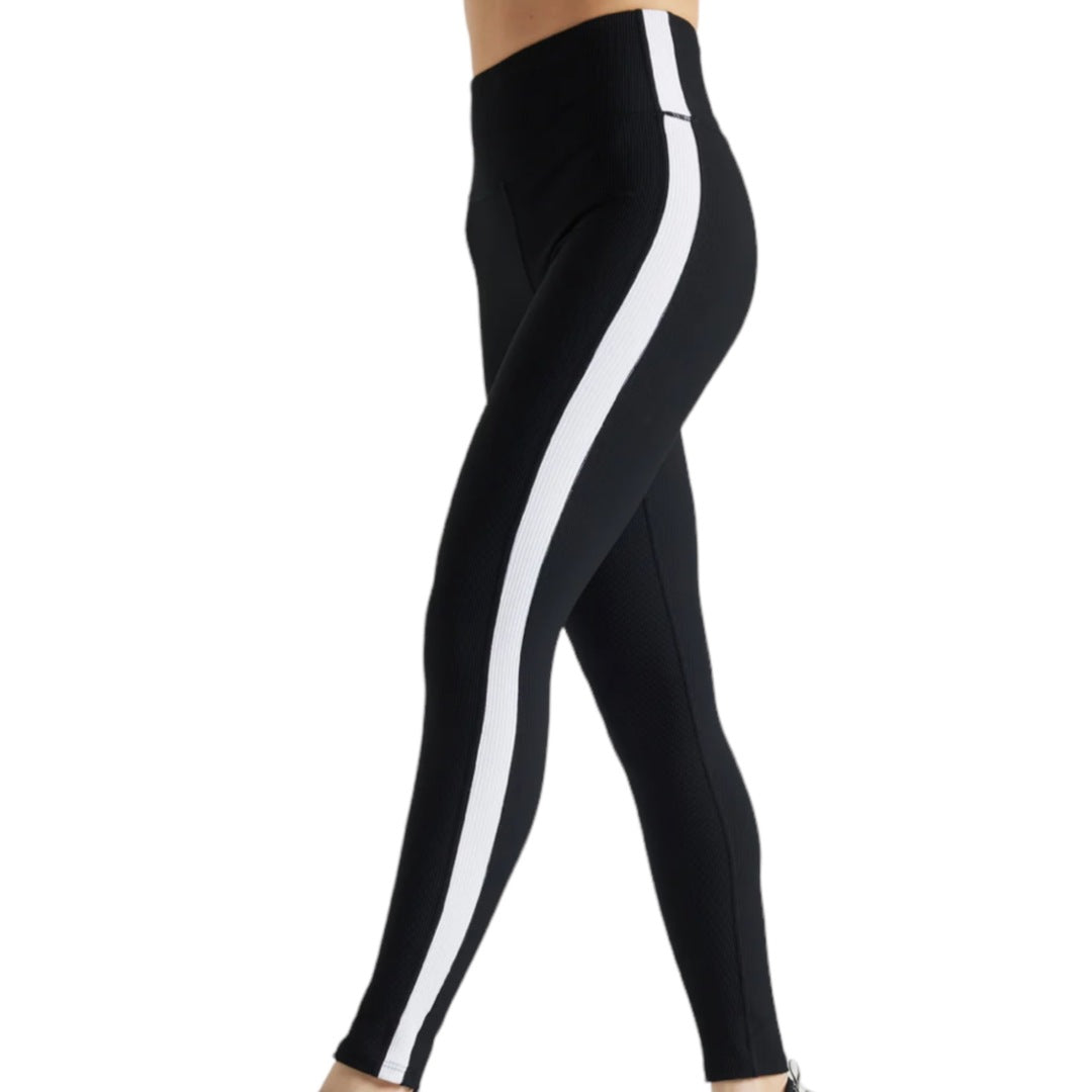 EY Black White Color Block Rib Leggings