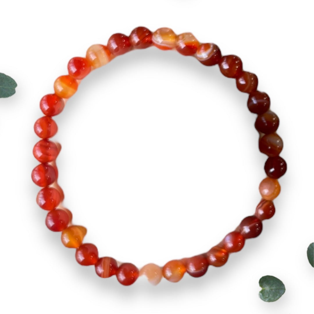 Red Striped Onyx Stone Bracelet