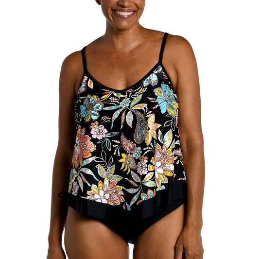 Maxine of Hollywood Women S Standard V-Neck Flutter Tankini Swimsuit Top