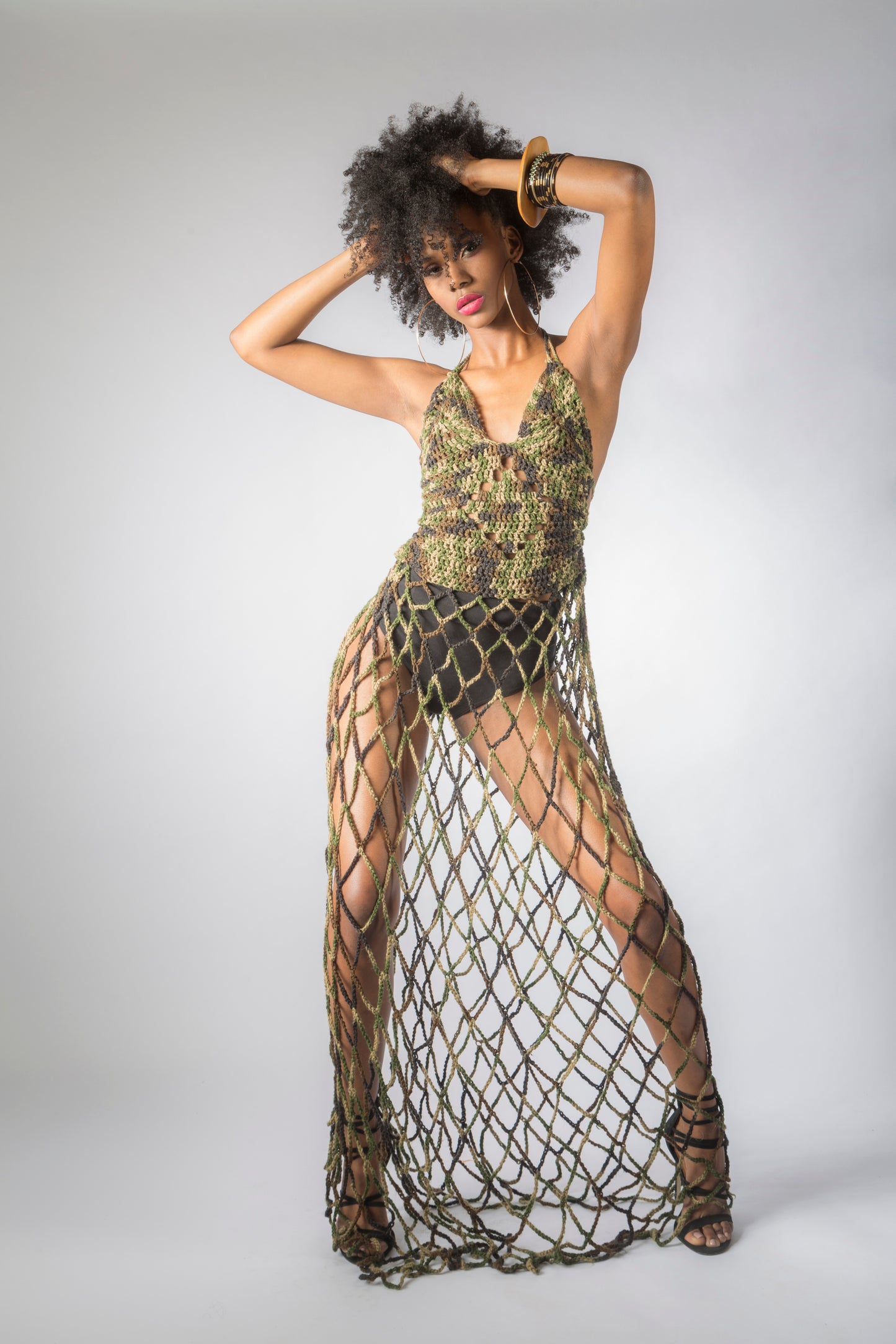Handmade Crochet Camouflage Cover-Ups Dress