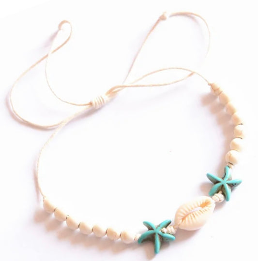 Turquoise Sea Star Shell Anklet