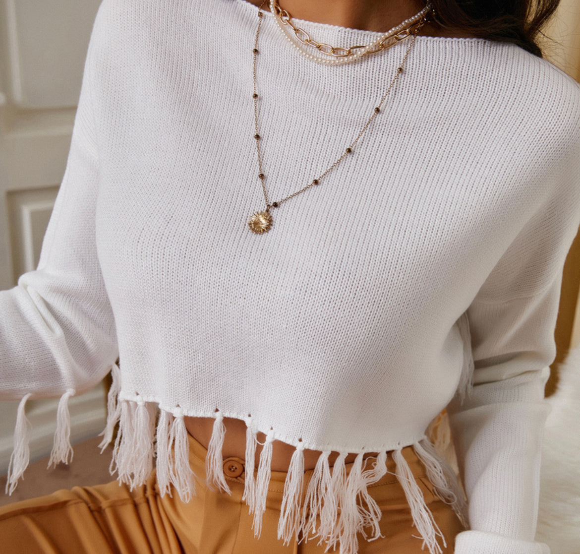 Tassel crop Top Sweater