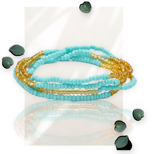 Blue Gold Stone  Waist Beads