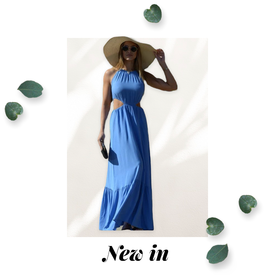 Women Blue Cutout Woven Maxi Dress