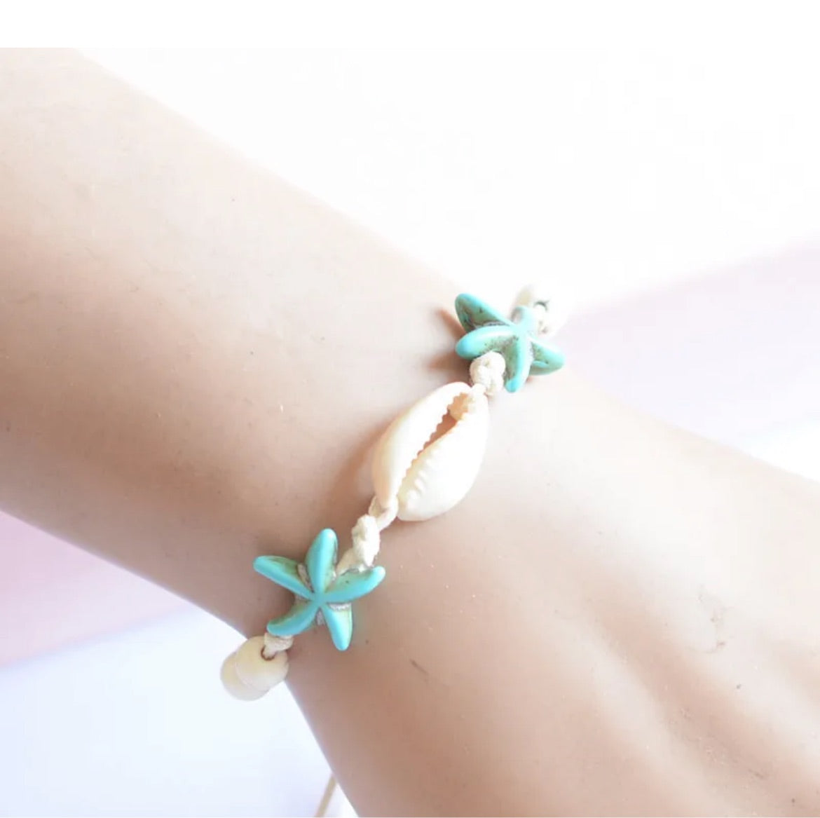 Turquoise Sea Star Shell Anklet