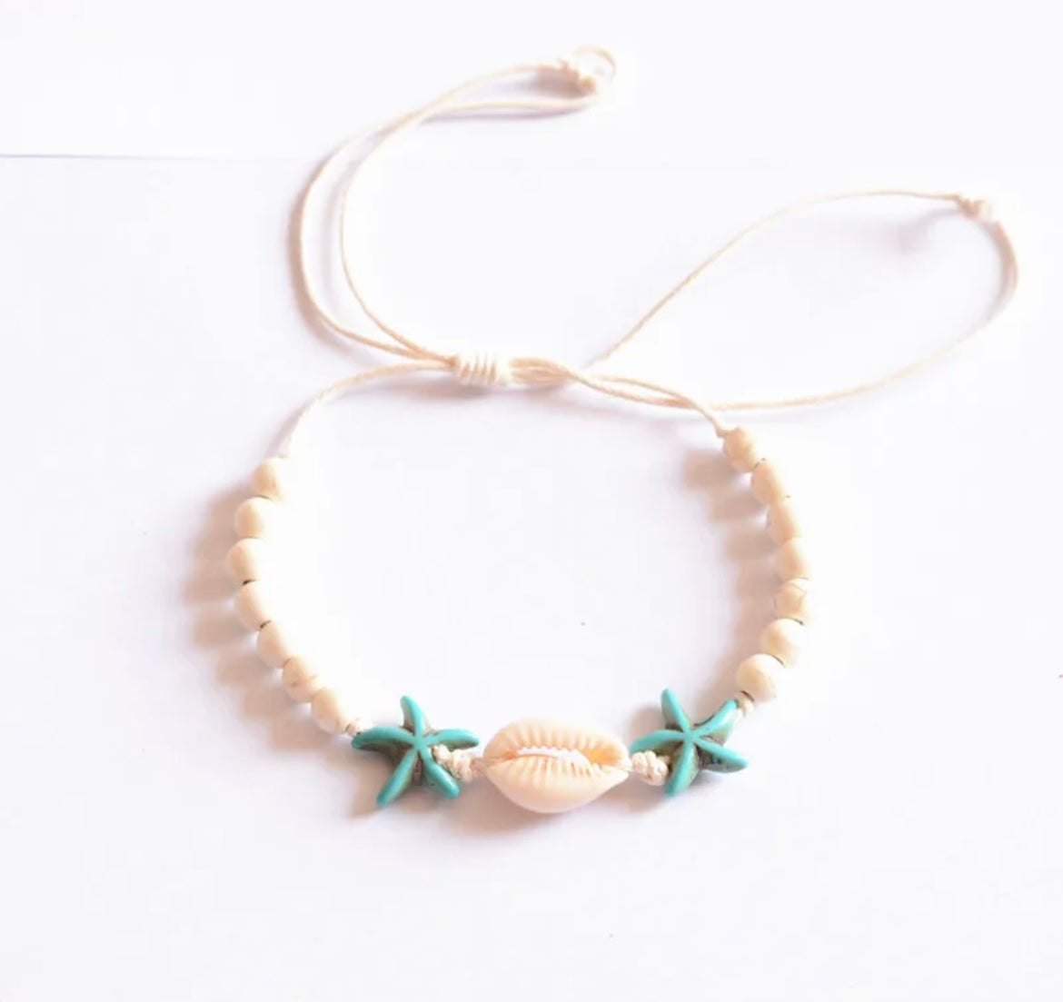 Turquoise Sea Star Shell Anklet